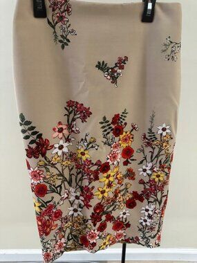 floral tan pencil skirt